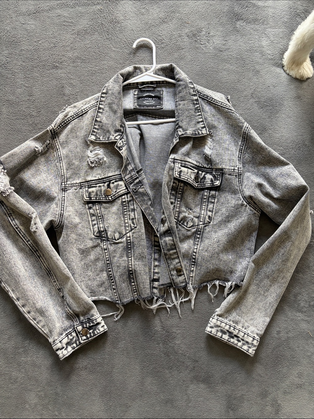 American Bazi Distressed Cropped Denim Jacket Size 2X